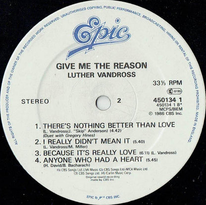 Luther Vandross : Give Me The Reason (LP, Album)