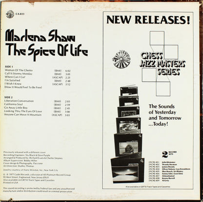 Marlena Shaw : The Spice Of Life (LP, Album, RE)