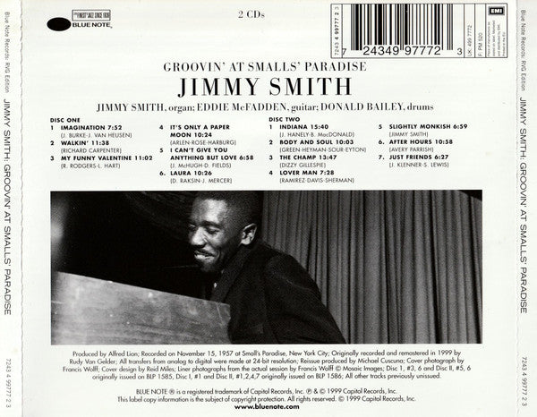 Jimmy Smith : Groovin' At Smalls' Paradise (2xCD, Album, Comp, Mono, RE, RM)