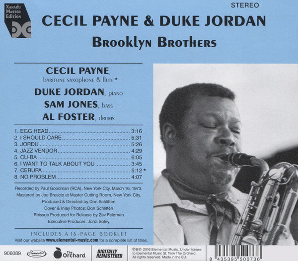 Cecil Payne & Duke Jordan : Brooklyn Brothers (CD, Album, RE, RM)