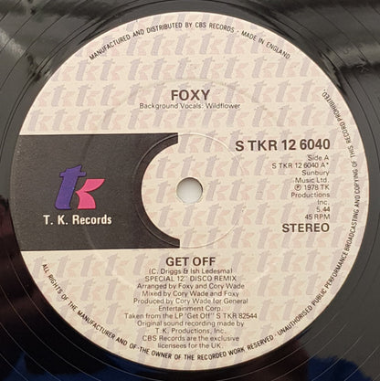 Foxy : Get Off (Full Length Unedited Version) (12", Ltd)