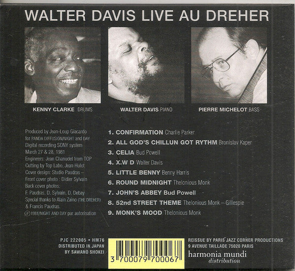 Walter Davis Jr., Kenny Clarke, Pierre Michelot : Live Au Dreher (CD, Album, RE, Dig)