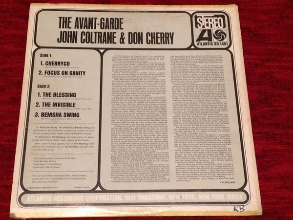 John Coltrane & Don Cherry : The Avant-Garde (LP, Album, RE, MO )