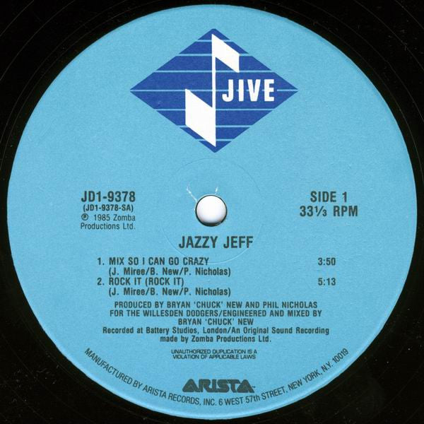 Jazzy Jeff : Mix So I Can Go Crazy (12")