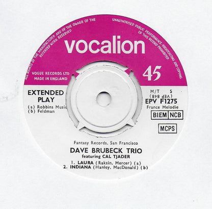 The Dave Brubeck Trio Featuring Cal Tjader : Laura (7", EP)