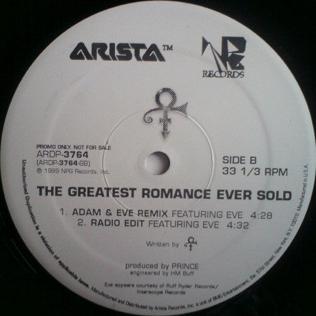 The Artist (Formerly Known As Prince) : The Greatest Romance Ever Sold (12", Promo)