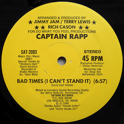 Captain Rapp / Kimberly Ball : Bad Times (I Can't Stand It) (12", RP)