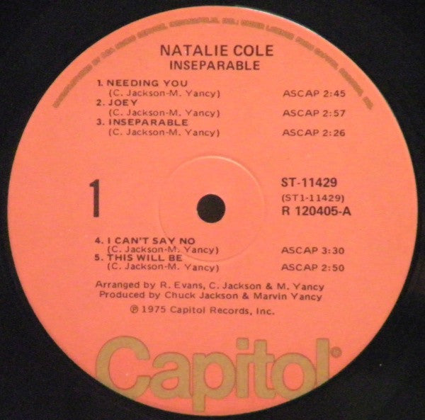 Natalie Cole : Inseparable (LP, Album, Club)