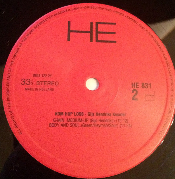 Gijs Hendriks Quartet : Kom Hup Loos (LP, Album)
