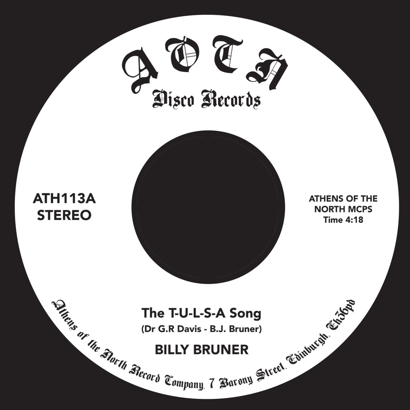 Billy Bruner - Tulsa Song (7")