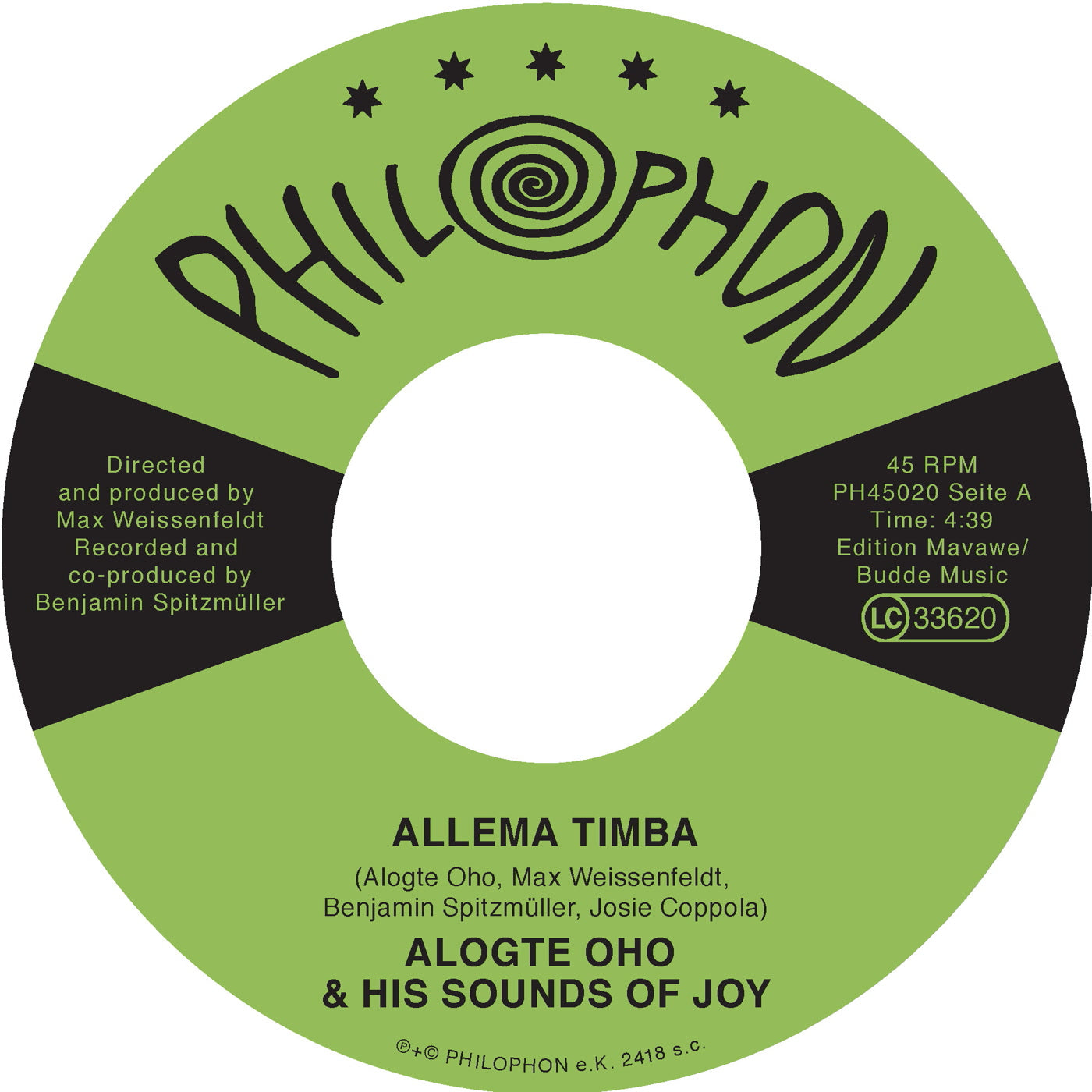 Alogte Oho & His Sounds of Joy - Allema Timba (7")